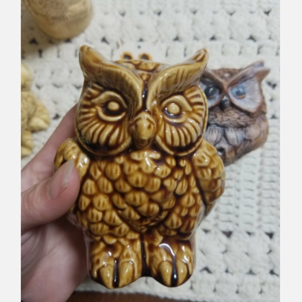 Vintage Lot Of 5 Ceramic Owl Figures Etc Vintage Retro 70s - Picture 5 of 8